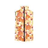 Orange yellow orchid flower pattern background Women's Padded Vest