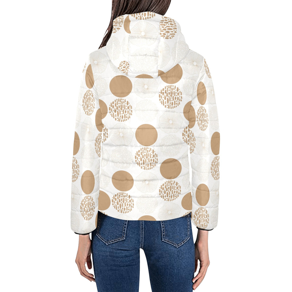 Gold Texture mushroom pattern Women's Padded Hooded Jacket