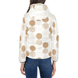 Gold Texture mushroom pattern Women's Padded Hooded Jacket