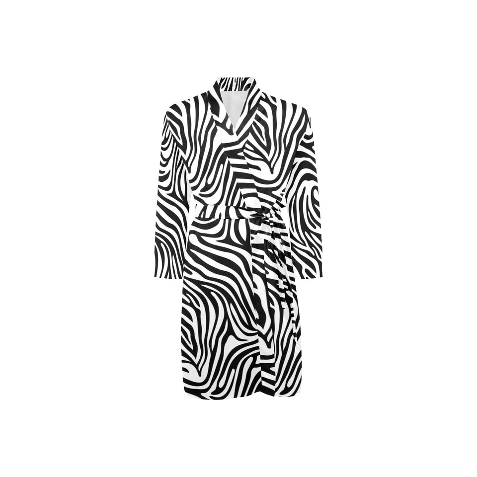 Zebra skin pattern Men's Long Sleeve Belted Night Robe