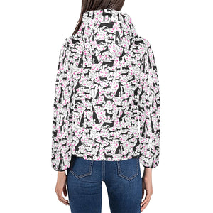 Greyhound Pattern Print Design 02 Women's Padded Hooded Jacket