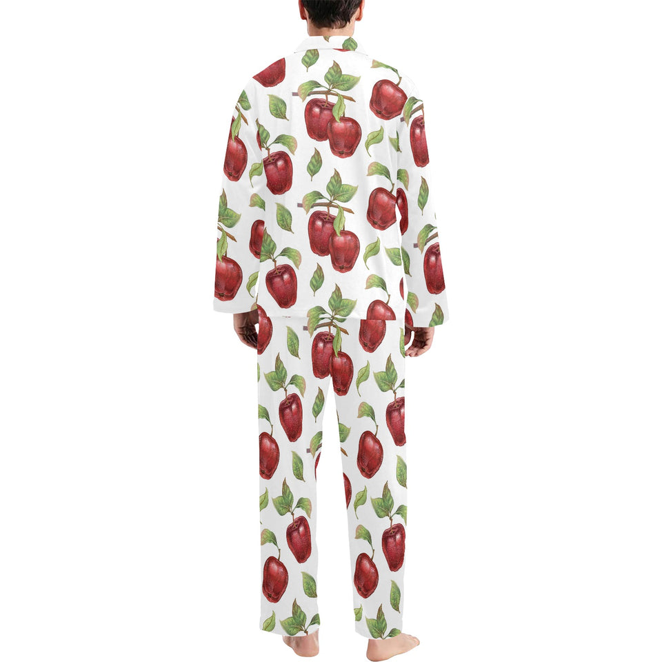 Red apples pattern Men's Long Pajama Set