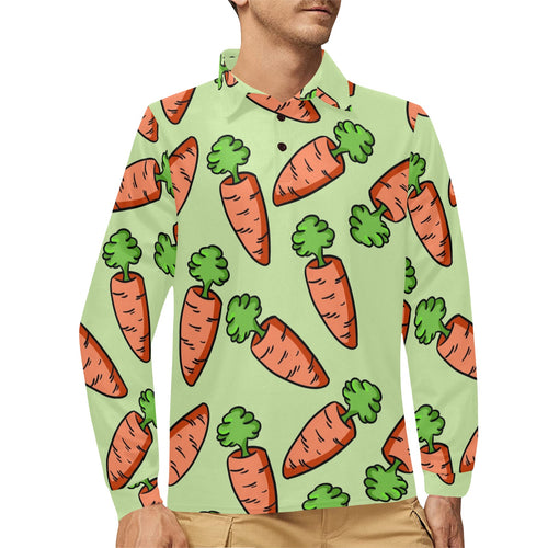 Carrot Pattern Print Design 05 Men's Long Sleeve Polo Shirt
