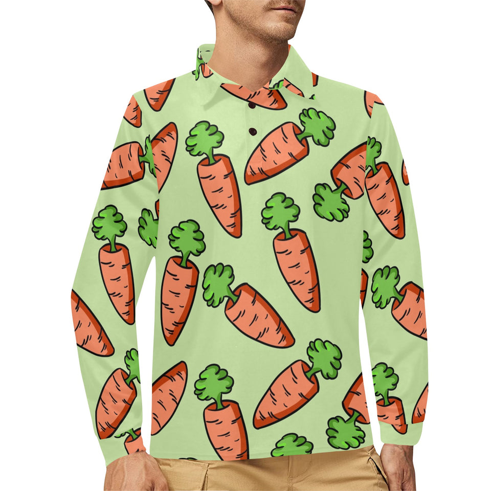 Carrot Pattern Print Design 05 Men's Long Sleeve Polo Shirt