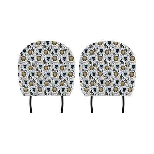 Lion Pattern Print Design 05 Car Headrest Cover