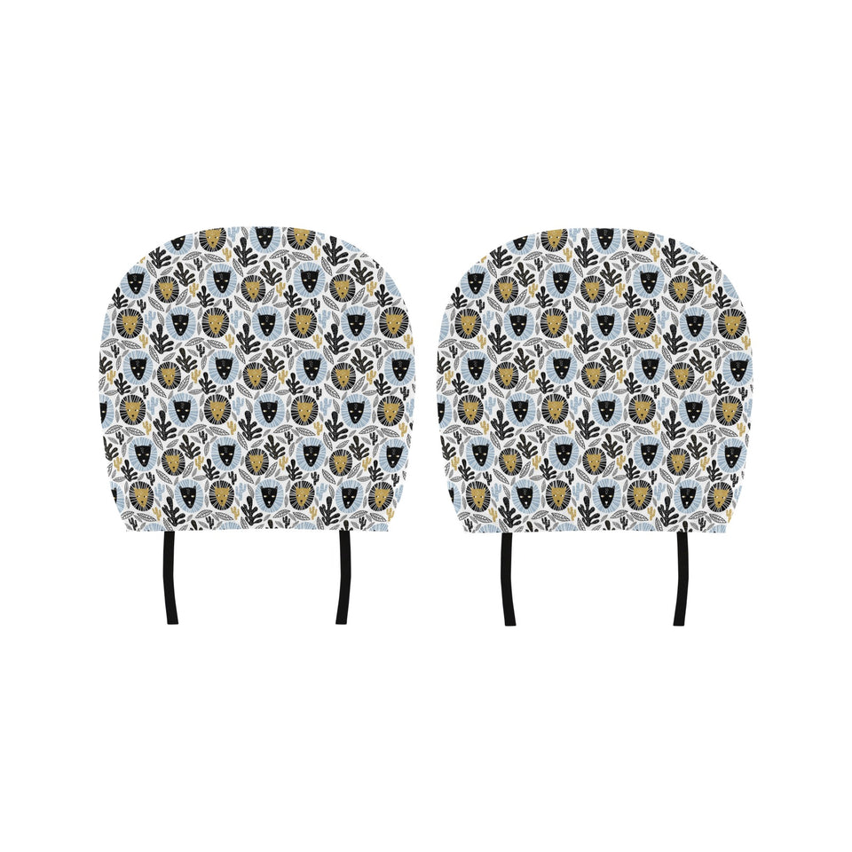 Lion Pattern Print Design 05 Car Headrest Cover