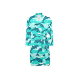 Dolphin sea pattern Men's Long Sleeve Belted Night Robe
