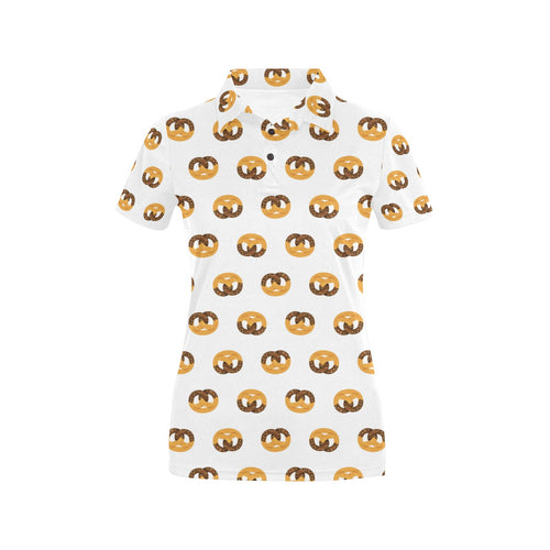 Pretzels Pattern Print Design 02 Women's All Over Print Polo Shirt