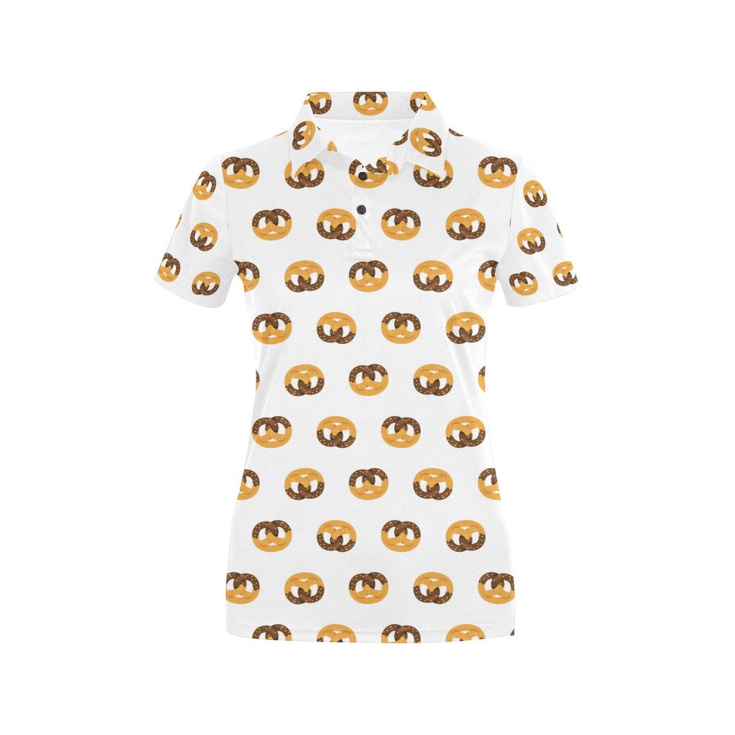 Pretzels Pattern Print Design 02 Women's All Over Print Polo Shirt