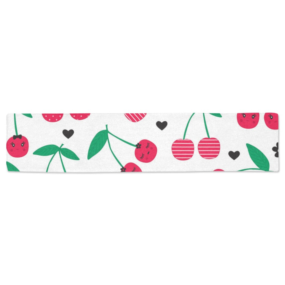 cherry pattern white background Table Runner