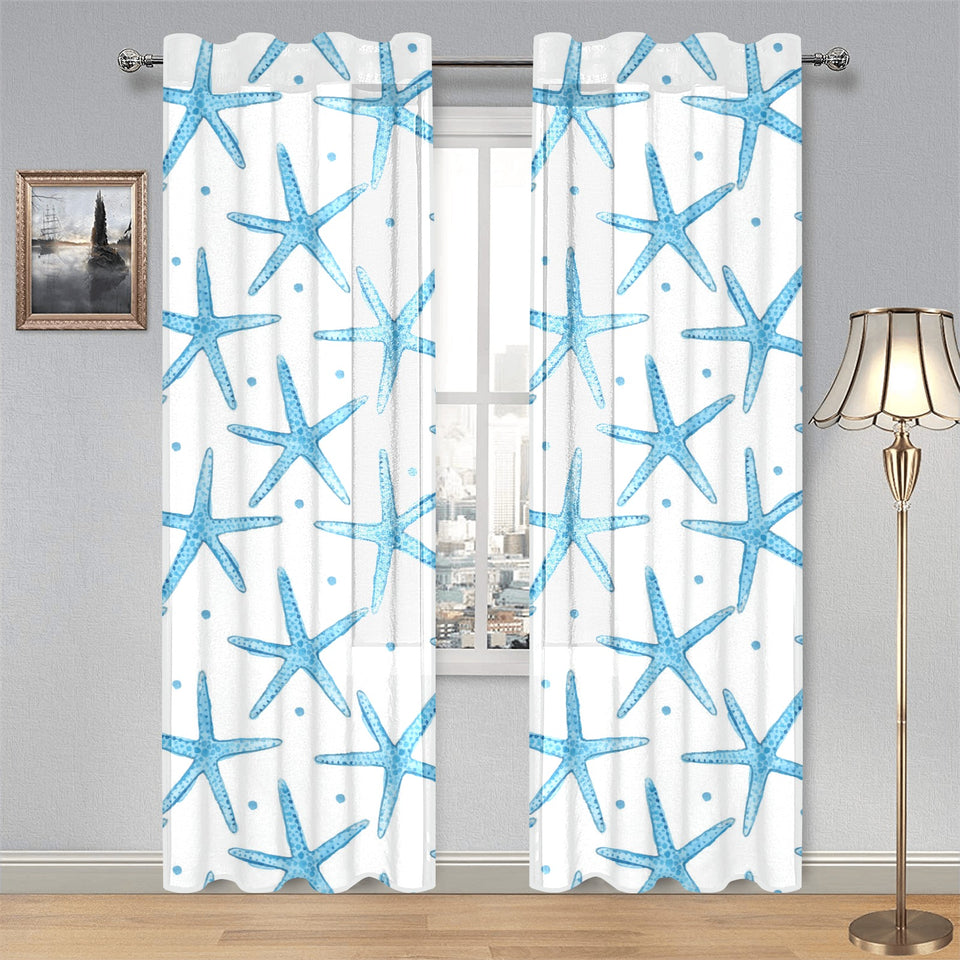 Watercolor starfish pattern Gauze Curtain