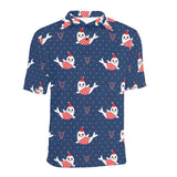 Cute sea lion seal christmas hat candy cane heart Men's All Over Print Polo Shirt