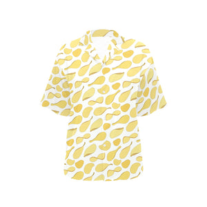 Potato Chips Pattern Print Design 02 Women's All Over Print Hawaiian Shirt