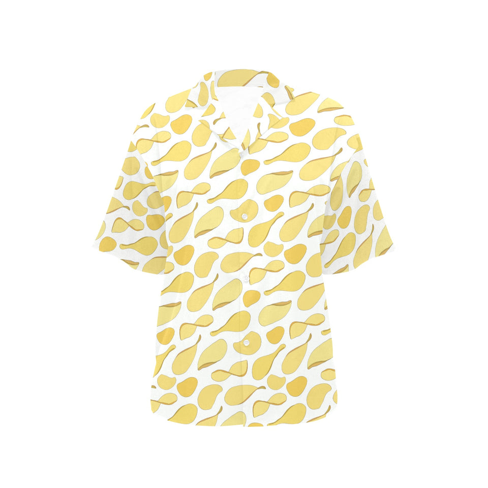 Potato Chips Pattern Print Design 02 Women's All Over Print Hawaiian Shirt