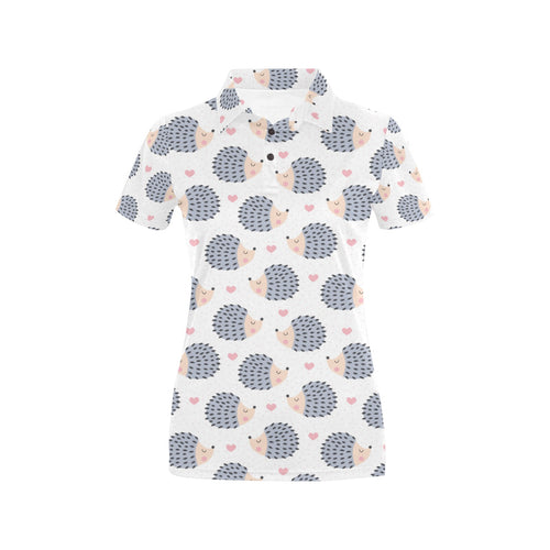 Hedgehog Pattern Print Design 04 Women's All Over Print Polo Shirt