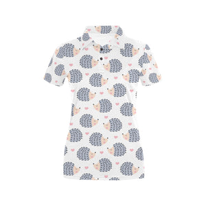 Hedgehog Pattern Print Design 04 Women's All Over Print Polo Shirt