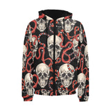 Red snake skull pattern Men's Padded Hooded Jacket