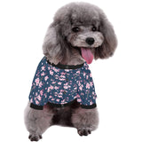 Pink sakura cherry blossom blue background All Over Print Pet Dog Round Neck Fuzzy Shirt