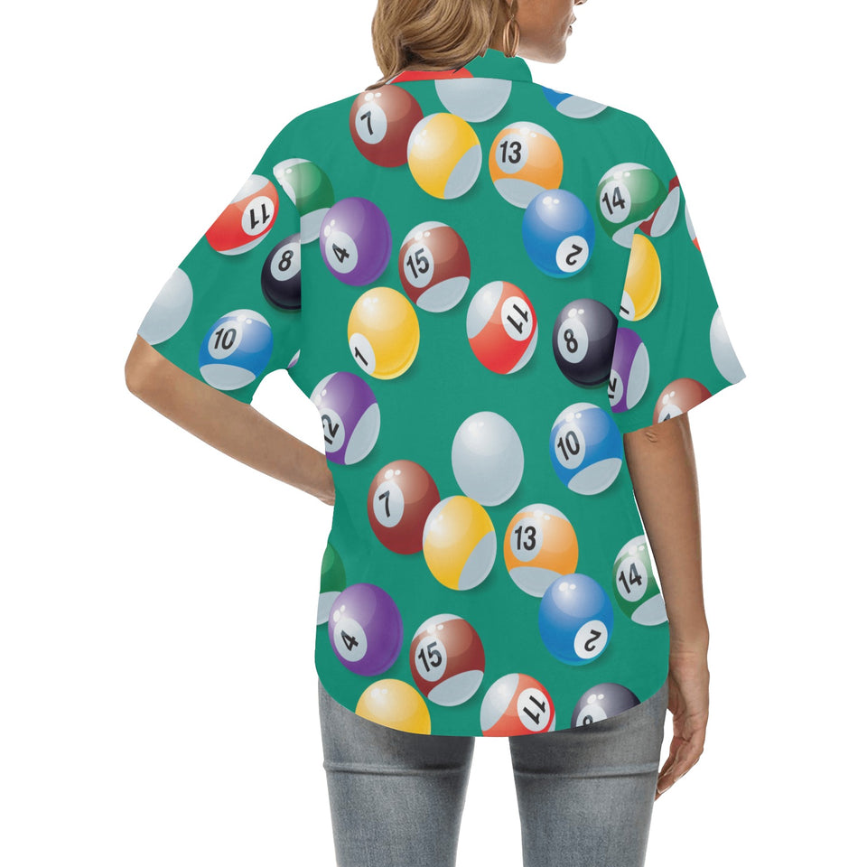 Billiard Ball Pattern Print Design 01 Women's All Over Print Hawaiian Shirt