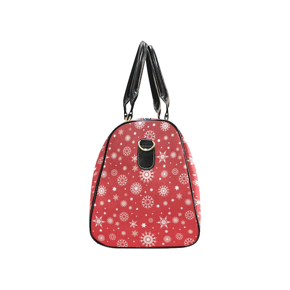 Snowflake pattern red background Travel Bag