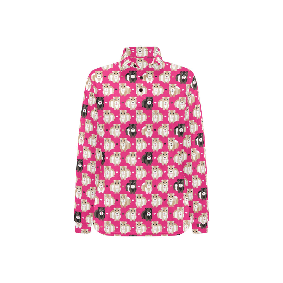 Guinea Pig Pattern Print Design 01 Women's Long Sleeve Polo Shirt