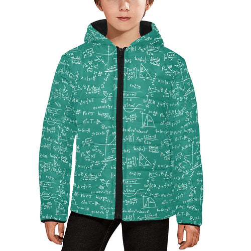 Math Pattern Print Design 01 Kids' Boys' Girls' Padded Hooded Jacket