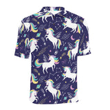 Hand drawn cute unicorn star planet Men's All Over Print Polo Shirt