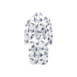 Swallow Pattern Print Design 05 Men's Long Sleeve Belted Night Robe