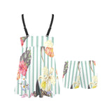 Colorful orchid flower pattern Chest Sexy Pleated Two Piece Swim Dress