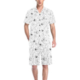 Spider web cobweb pattern Men's V-Neck Short Pajama Set