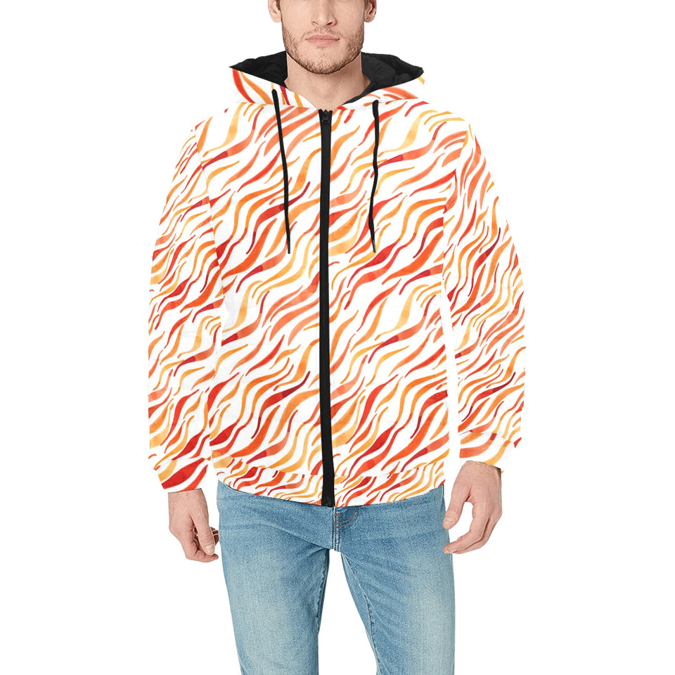 Fire flame watercolor pattern Men's Padded Hooded Jacket