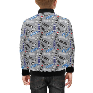 Skate Board Pattern Print Design 03 Kids' Boys' Girls' Bomber Jacket