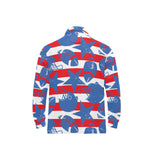 American football ball star stripes pattern Men's Long Sleeve Polo Shirt