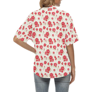 Rose Pattern Print Design 01 Women's All Over Print Hawaiian Shirt