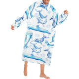 Watercolor dolphin pattern Blanket Robe with Sleeves