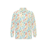 Coral Reef Pattern Print Design 02 Men's Long Sleeve Polo Shirt