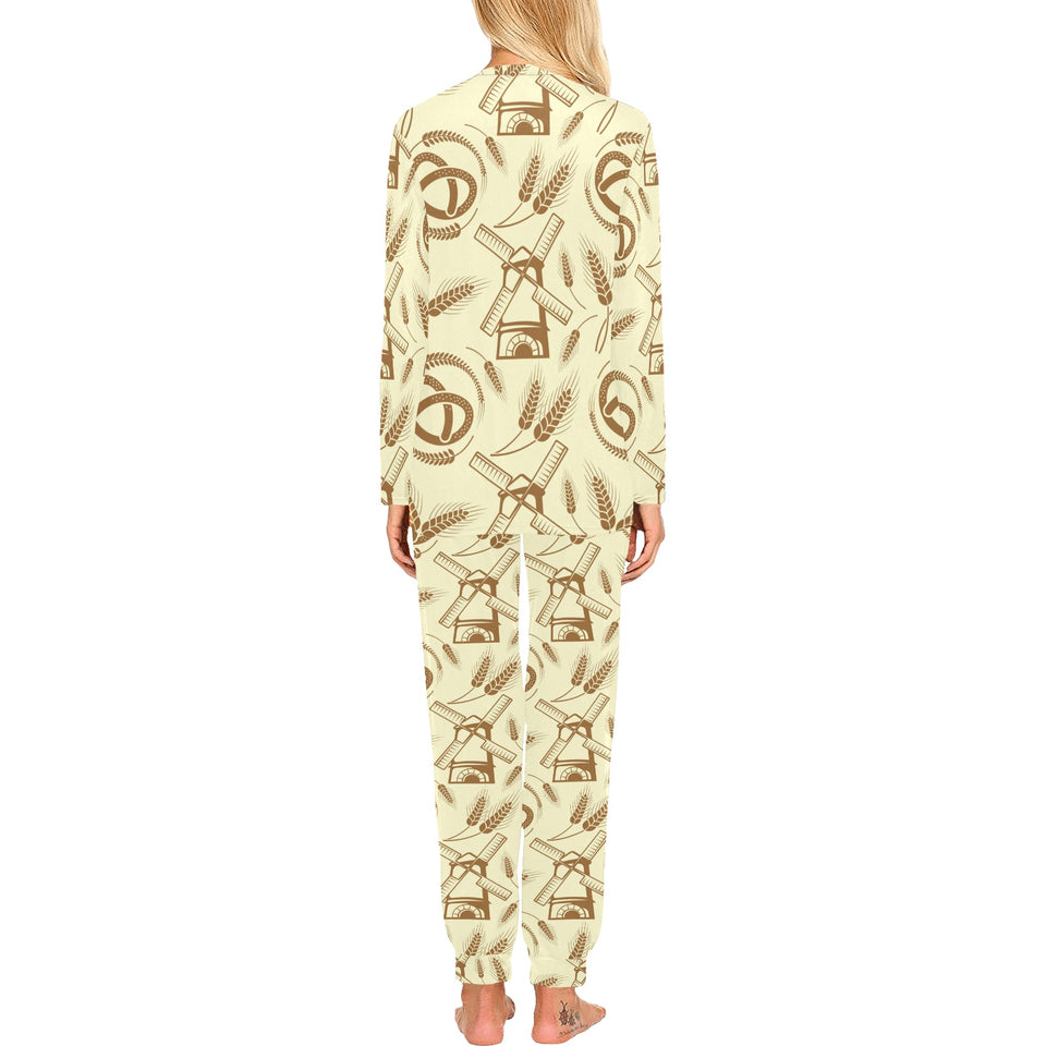 Windmill Wheat pattern Women's All Over Print Pajama Set