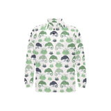 Chameleon lizard succulent plant pattern Men's Long Sleeve Polo Shirt