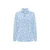 Seagull Pattern Print Design 02 Women's Long Sleeve Polo Shirt