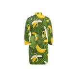 Banana Palm Leaves pattern Men's Long Sleeve Belted Night Robe