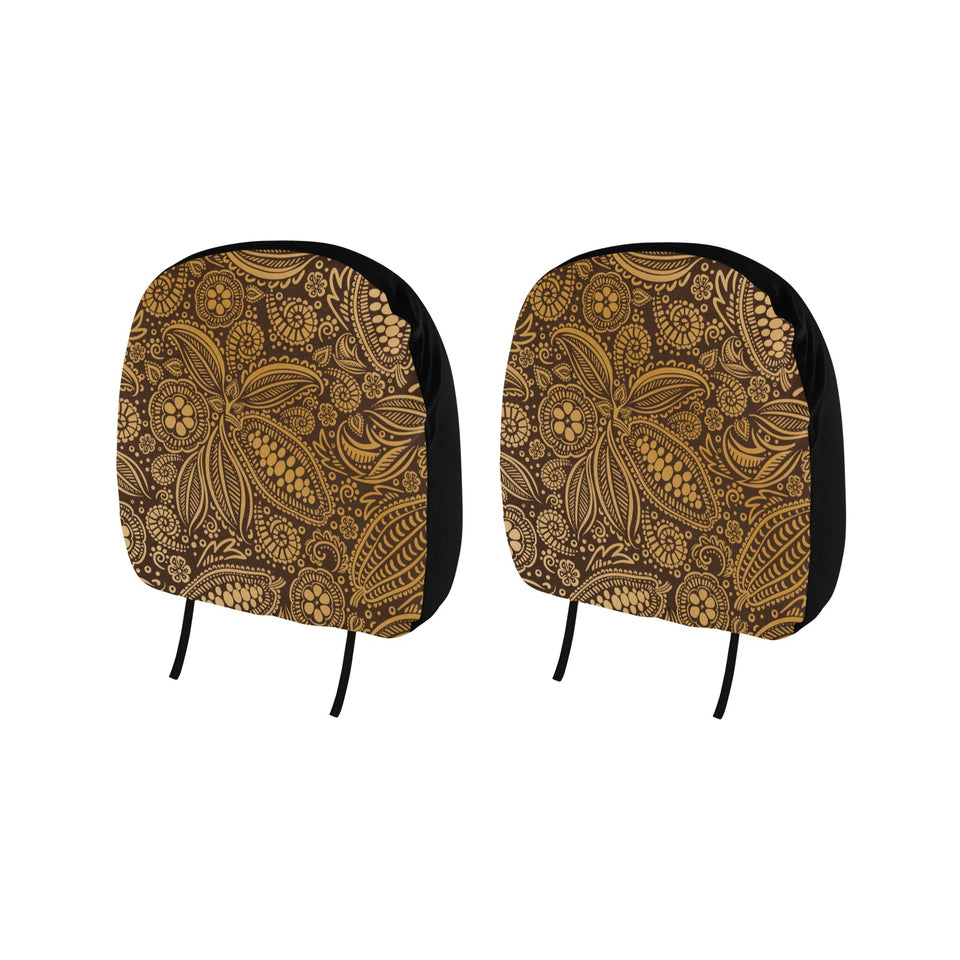 cacao beans tribal polynesian pattern background Car Headrest Cover
