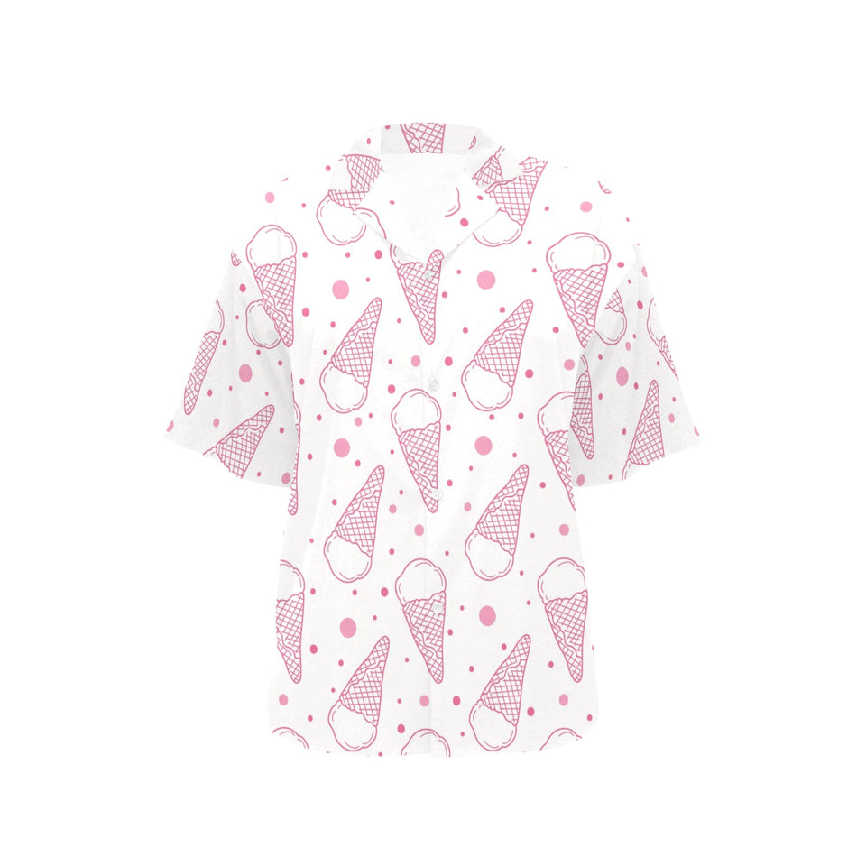 Hand drawn ice cream pattern Women's All Over Print Hawaiian Shirt