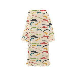 Mustache Beard Pattern Print Design 03 Blanket Robe with Sleeves