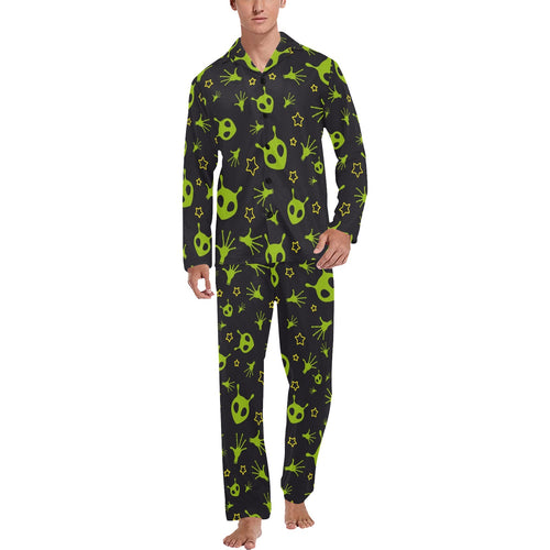 Alien Pattern Print Design 02 Men's Long Pajama Set