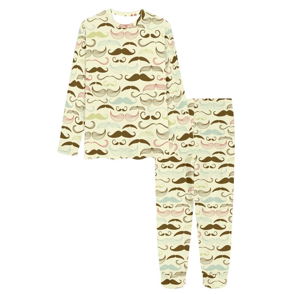 Mustache Beard Pattern Print Design 01 Women's All Over Print Pajama Set