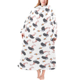Ostrich Pattern Print Design 02 Blanket Robe with Sleeves