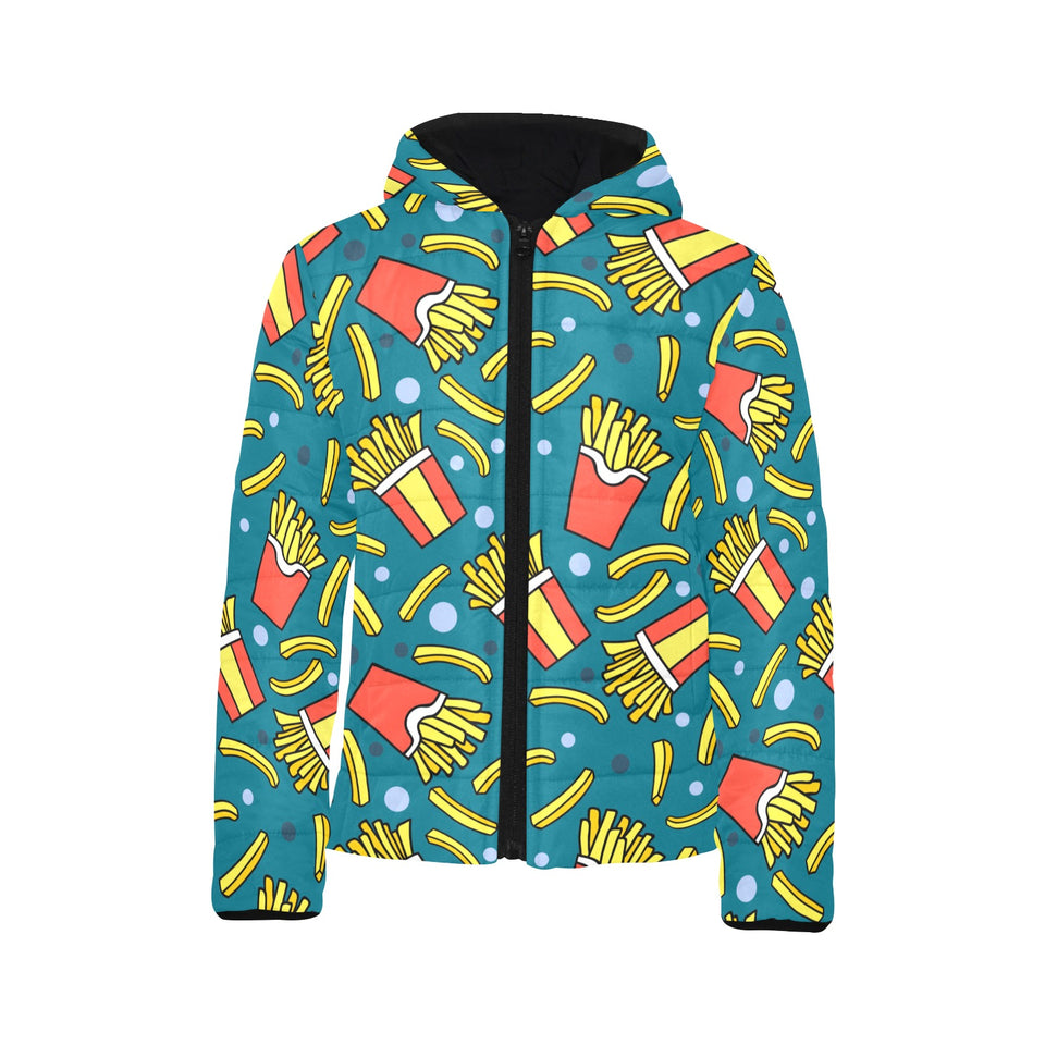 French fries red paper box pattern Kids' Boys' Girls' Padded Hooded Jacket