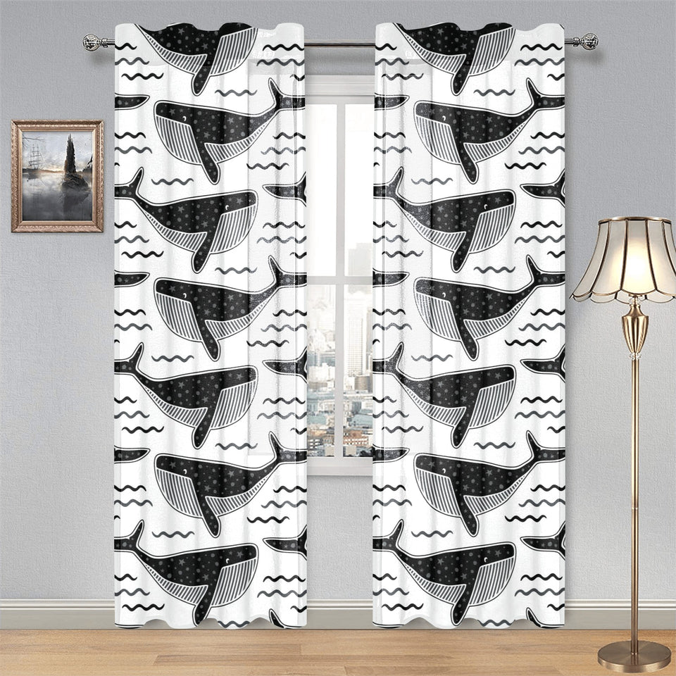Black whale pattern Gauze Curtain