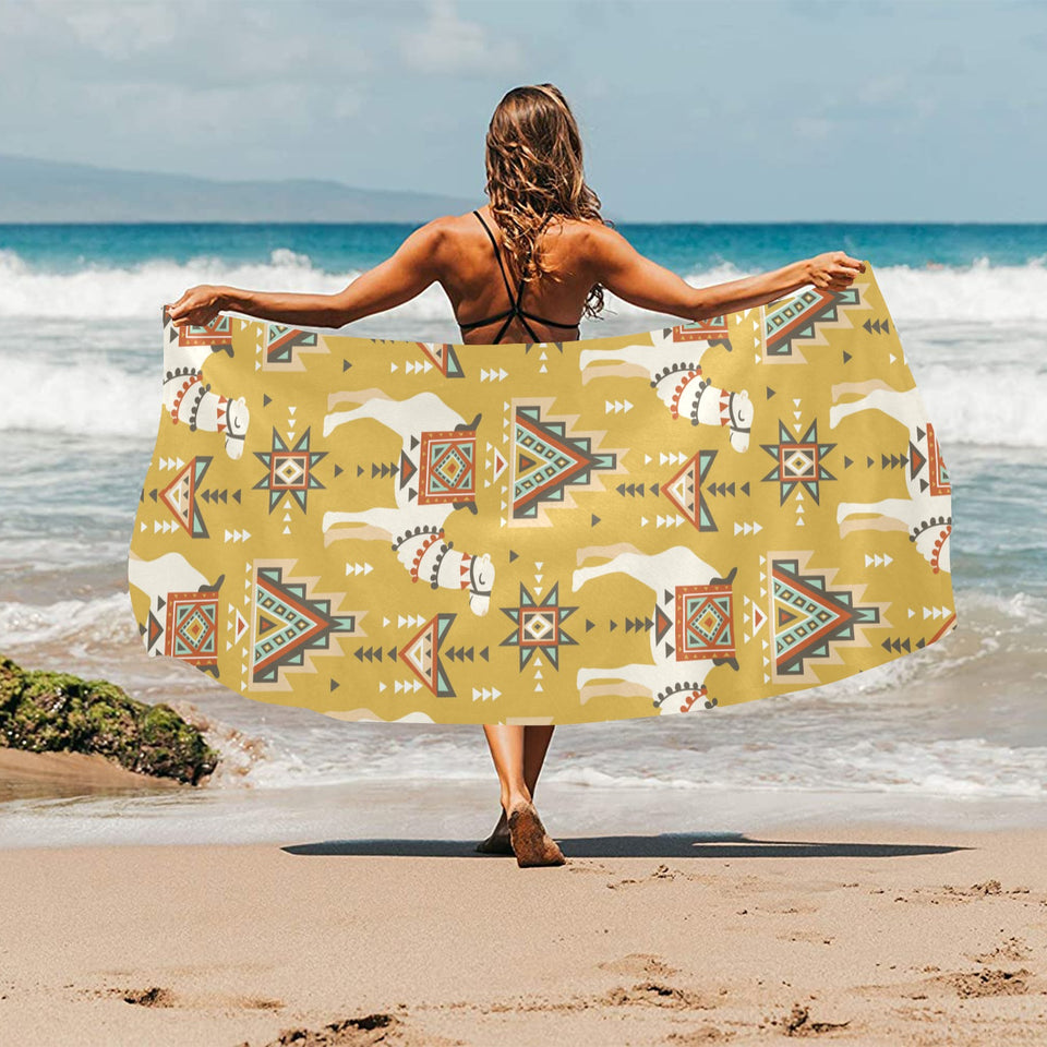 Camels ethnic motif pattern Beach Towel