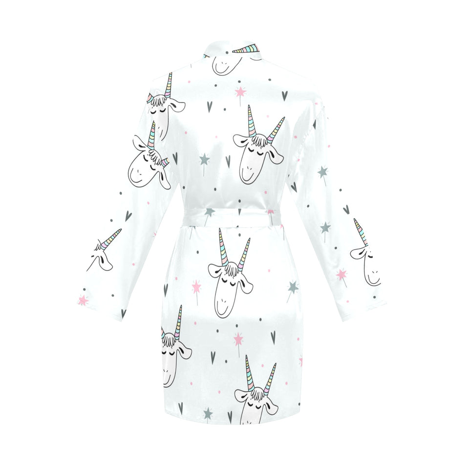 Cute goat design pattern Women's Long Sleeve Belted Night Robe